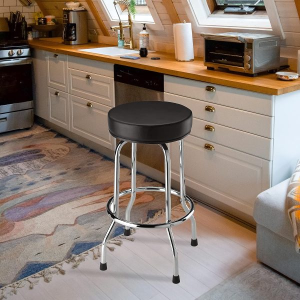 BIG RED Torin Swivel Bar Stool: Padded Garage/Shop Seat with Chrome Plated Legs, Black, 28.74" Tall, 18.5" Diameter - Image 2