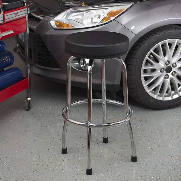 BIG RED Torin Swivel Bar Stool: Padded Garage/Shop Seat with Chrome Plated Legs, Black, 28.74" Tall, 18.5" Diameter - Image 5
