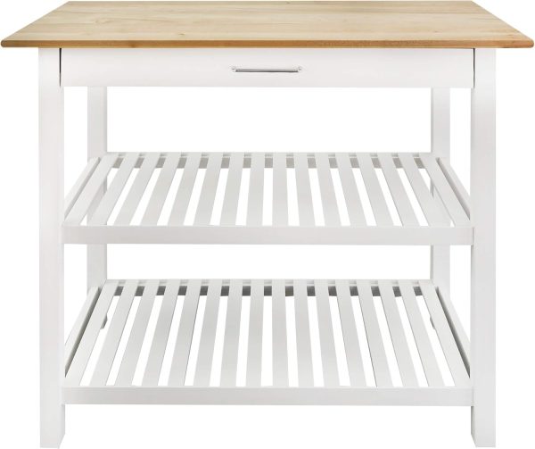 Casual Home Kitchen Island with Solid American Hardwood Top, Natural/White, 40" W (373-91) - Image 2