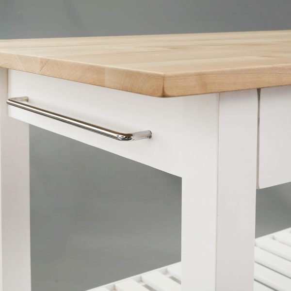 Casual Home Kitchen Island with Solid American Hardwood Top, Natural/White, 40" W (373-91) - Image 12