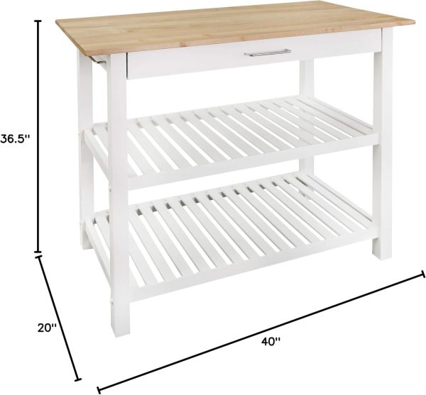 Casual Home Kitchen Island with Solid American Hardwood Top, Natural/White, 40" W (373-91) - Image 14