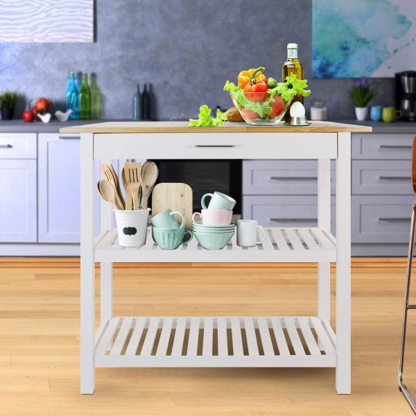 Casual Home Kitchen Island with Solid American Hardwood Top, Natural/White, 40" W (373-91) - Image 6