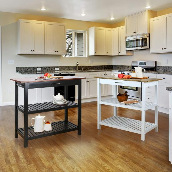 Casual Home Kitchen Island with Solid American Hardwood Top, Natural/White, 40" W (373-91) - Image 7
