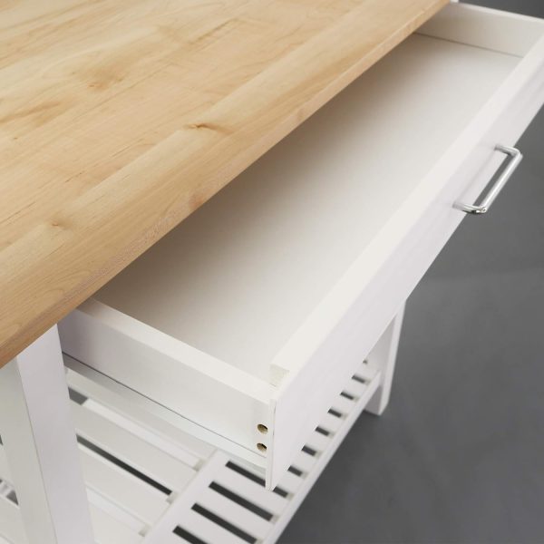 Casual Home Kitchen Island with Solid American Hardwood Top, Natural/White, 40" W (373-91) - Image 10