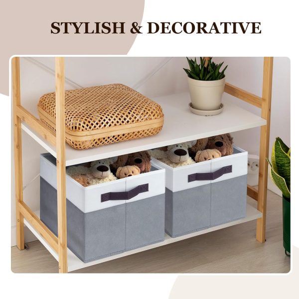 Criusia 4 Pack Large Storage Baskets for Shelves | Fabric Closet Organizers and Storage Bins with Handles Home Organization | Decorative Collapsible Baskets for Organizing Clothes Toy Nursery 14"x10" - Image 6
