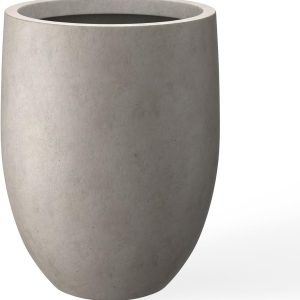 Kante 21.7" H Weathered Concrete Tall Planter, Large Outdoor Indoor Decorative Pot with Drainage Hole and Rubber Plug, Modern Round Style for Home and Garden