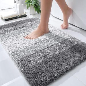 OLANLY Bathroom Rugs 30x20, Extra Soft Absorbent Chenille Bath Rugs, Rubber Backing Quick Dry, Machine Washable Bath Mats for Bathroom Floor, Tub and Shower, Home Decor Accessories, Grey