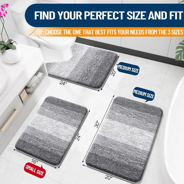 OLANLY Bathroom Rugs 30x20, Extra Soft Absorbent Chenille Bath Rugs, Rubber Backing Quick Dry, Machine Washable Bath Mats for Bathroom Floor, Tub and Shower, Home Decor Accessories, Grey - Image 2