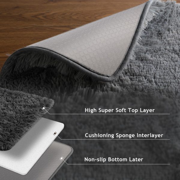 Ophanie Area Rugs for Bedroom Living Room, Grey Fluffy Fuzzy Shag Shaggy Carpet Soft Plush Furry Bedside Rug, Indoor Floor 4x6 Rug for Kids Girls Boys Home Decor Aesthetic, Dorm Nursery Gray - Image 4
