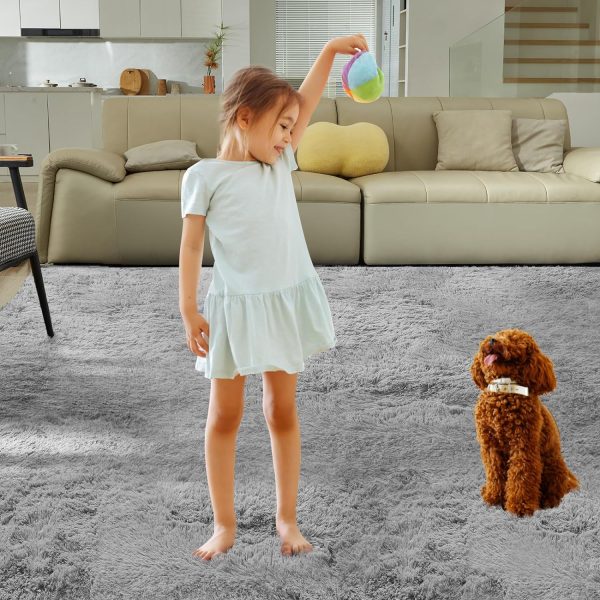 Ultra Soft Rug for Living Room, 5X8 Fluffy Shag Area Rug for Bedroom, Modern Shaggy Carpets Fuzzy Rug for Teens Dorm Nursery Home Decor Aesthetic, Upgrade Anti-Skid Durable, Grey - Image 2