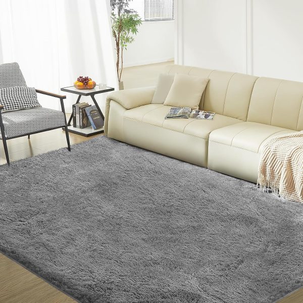 Ultra Soft Rug for Living Room, 5X8 Fluffy Shag Area Rug for Bedroom, Modern Shaggy Carpets Fuzzy Rug for Teens Dorm Nursery Home Decor Aesthetic, Upgrade Anti-Skid Durable, Grey - Image 9