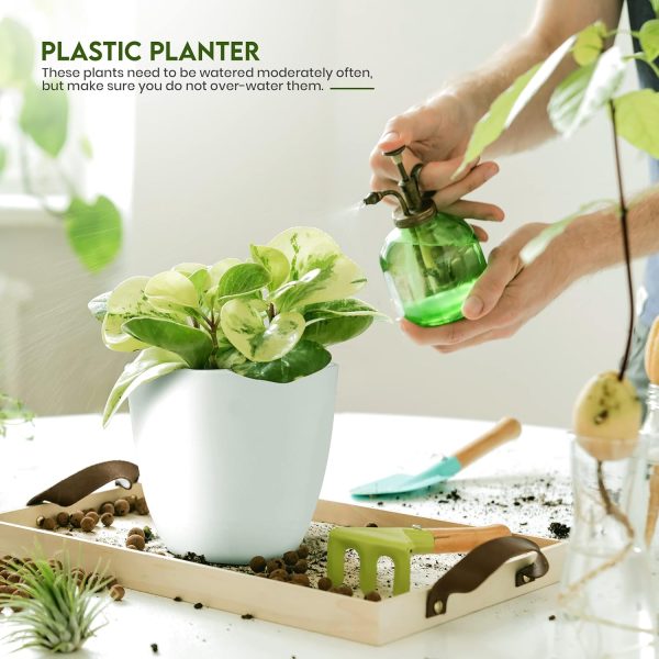 Utopia Home - Plant Pots with Drainage - 7/6.6/6/5.3/4.8 Inches Home Decor Flower Pots for Indoor Planter - Pack of 5 Plastic Planters, Cactus, Succulents Pot - White - Image 4