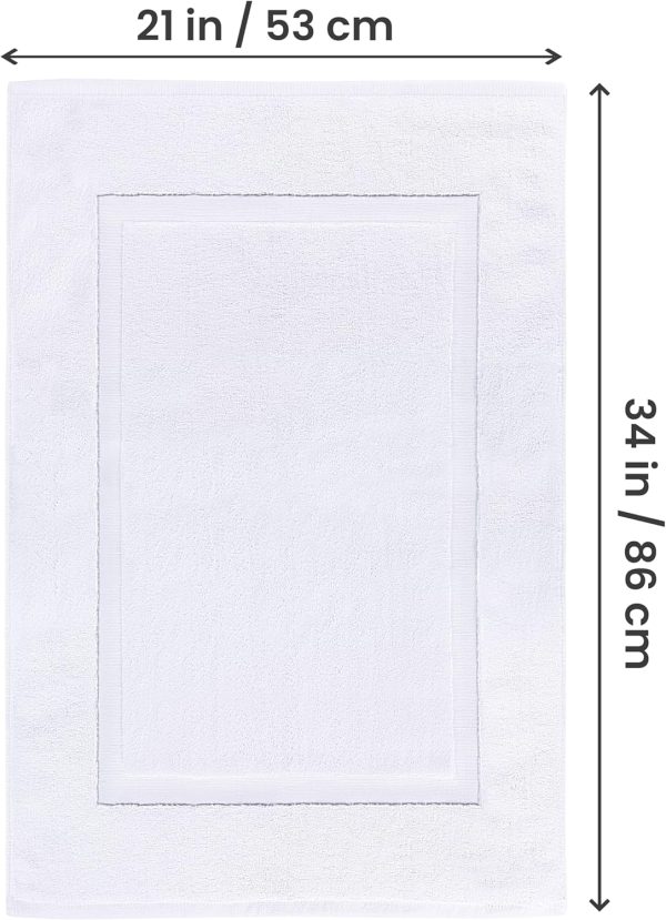 Utopia Towels Cotton Banded Rug Bath Mats, [Not a Bathroom Rug] 21x34 Inches, 100% Ring Spun Cotton - Highly Absorbent and Machine Washable Shower Bathroom Floor Towel, White, 2 Pack - Image 2