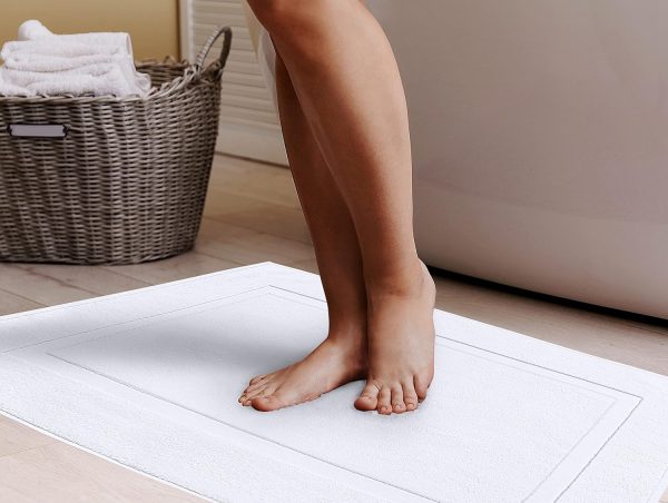 Utopia Towels Cotton Banded Rug Bath Mats, [Not a Bathroom Rug] 21x34 Inches, 100% Ring Spun Cotton - Highly Absorbent and Machine Washable Shower Bathroom Floor Towel, White, 2 Pack - Image 5