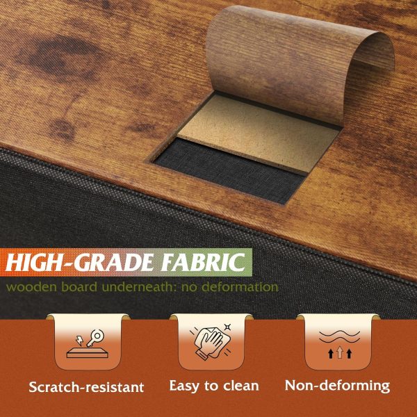 WLIVE Nightstand, Small 2 Drawer Dresser, Bedside Furniture, Night Stand, End Table with Fabric Bins for Bedroom, Closet, Dorm, Rustic Brown Wood Grain Print - Image 6